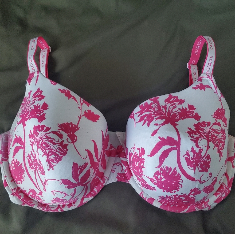 Pink and white Floral print Cacique Bra